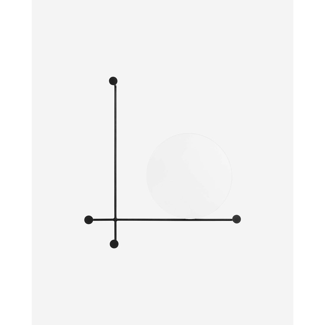 Nordal - Rundt spejl med 4 knager i jern - 57x53 cm - sort - Nordal - DesignGaragen.dk