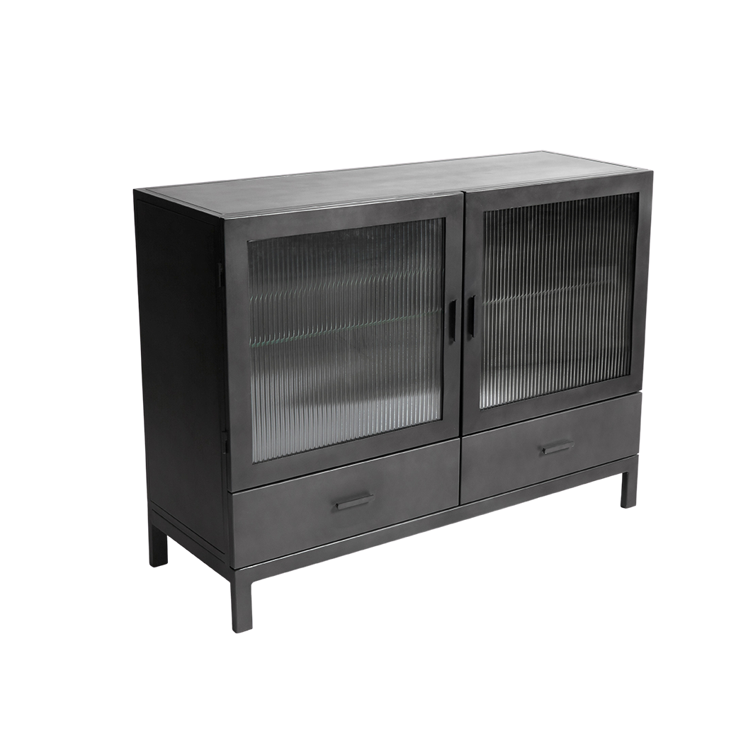 Vitrine skab Dallas - Sort (LGB) - Jern - W: 120 H: 90 D: 42 cm - Muubs - DesignGaragen.dk