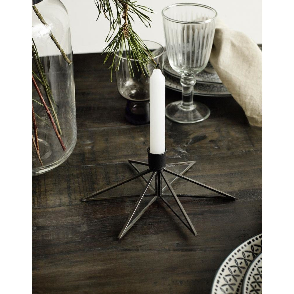 Nordal - Lysestage i jern og glas – stjerne – ø21 cm – sort - Nordal - DesignGaragen.dk