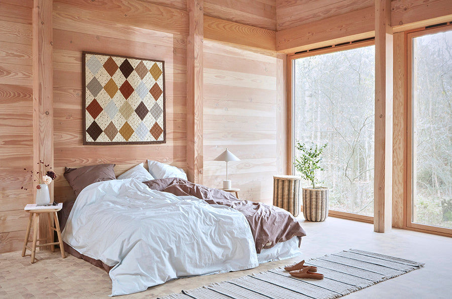 Oyoy asuva raidallinen pyykkikori - luonto / musta