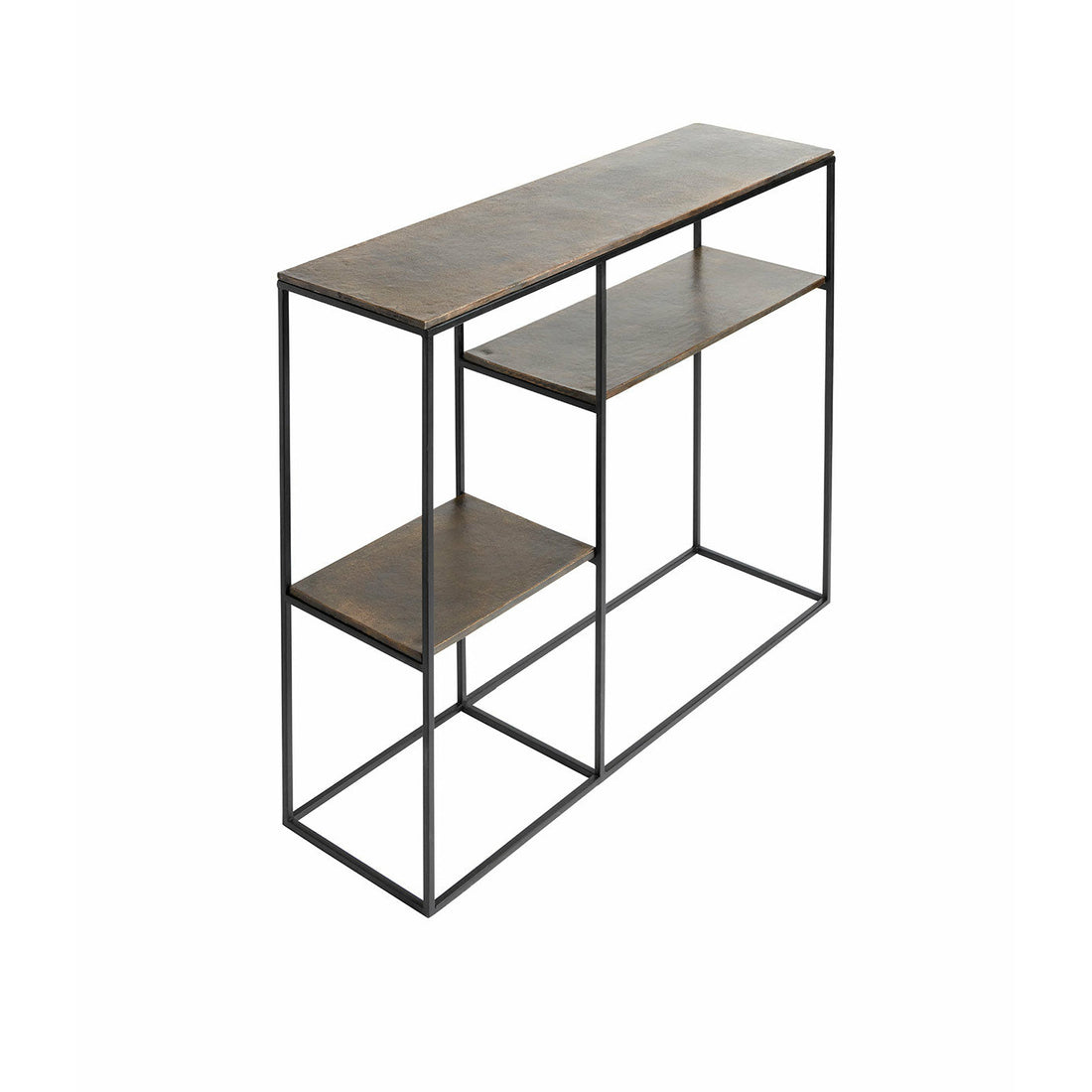 Muubs Konsol bord Hitch - Antique brass/black - Iron frame w/ alu top - W: 30 H: 90 L: 110 cm - DesignGaragen.dk.