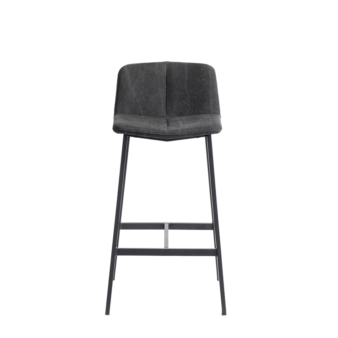 Muubs Barstol Chamfer Anthracite 65 - Antracit/Sort - Kanvas stof/Powder coated met. W49 H84 D41cm - DesignGaragen.dk.