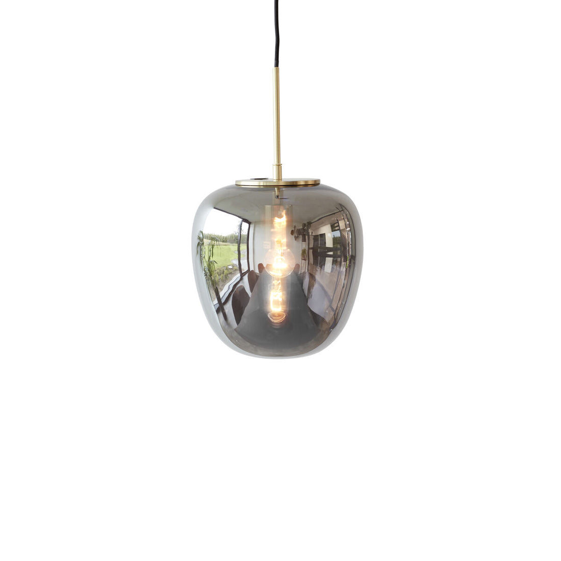 Hübsch - lamppu, lasi, peili/messinki - Ø30xh36cm, e27