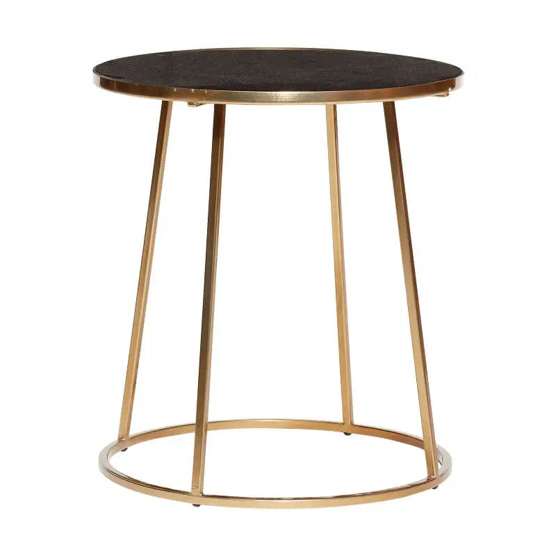 Hübsch - Pöytä W/kultakehys, metalli/marmori, musta/kulta Ø46xh50 cm