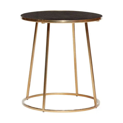 Hübsch - Bord m/guld stel, metal/marmor, sort/guld Ø46xh50 cm - Hübsch - DesignGaragen.dk
