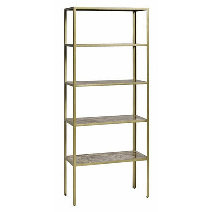 Nordal JUNGLE reol med marmorhylder - 180x75 - antik guld - Nordal - DesignGaragen.dk