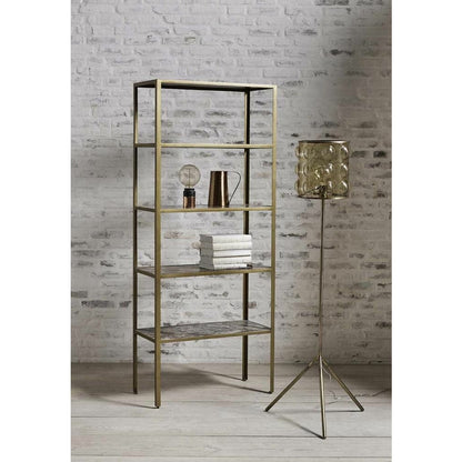 Nordal JUNGLE reol med marmorhylder - 180x75 - antik guld - Nordal - DesignGaragen.dk
