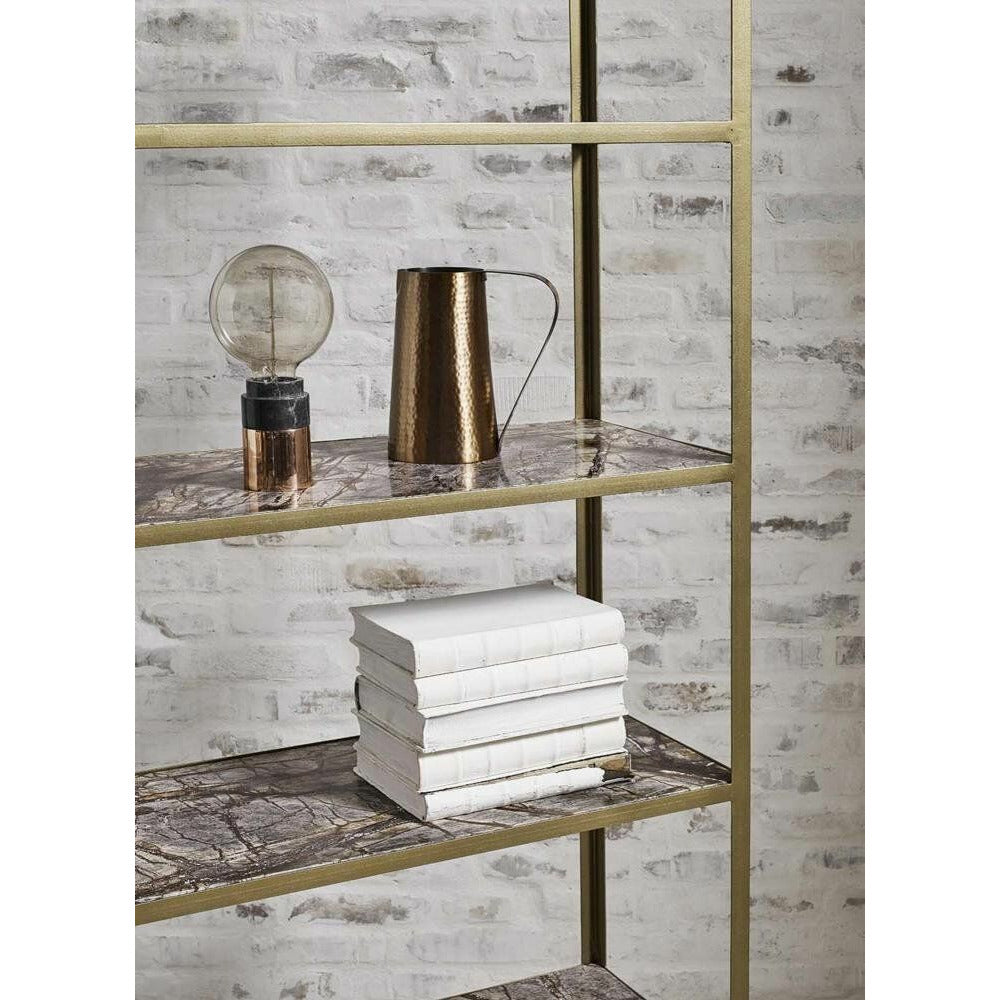 Nordal JUNGLE reol med marmorhylder - 180x75 - antik guld - Nordal - DesignGaragen.dk