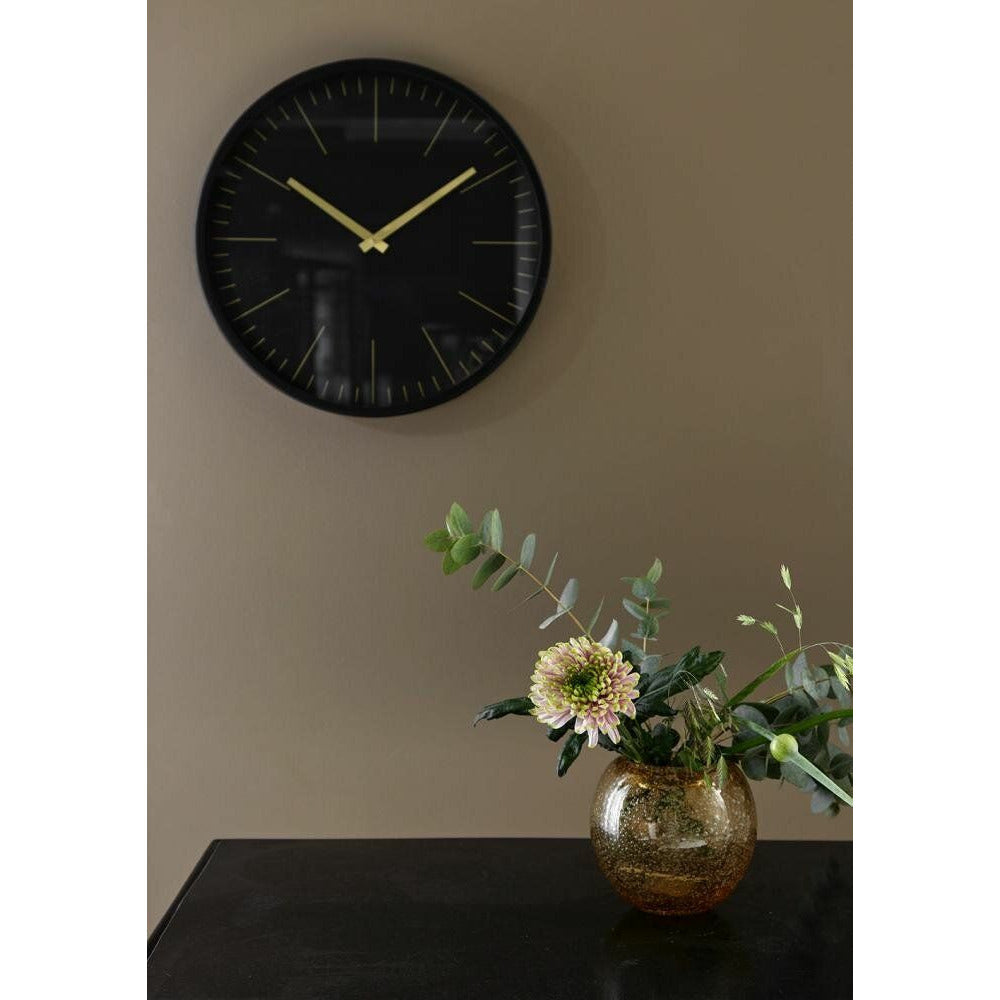 Nordal Onyx -seinäkello lasilla - Ø45 cm - musta/messinki