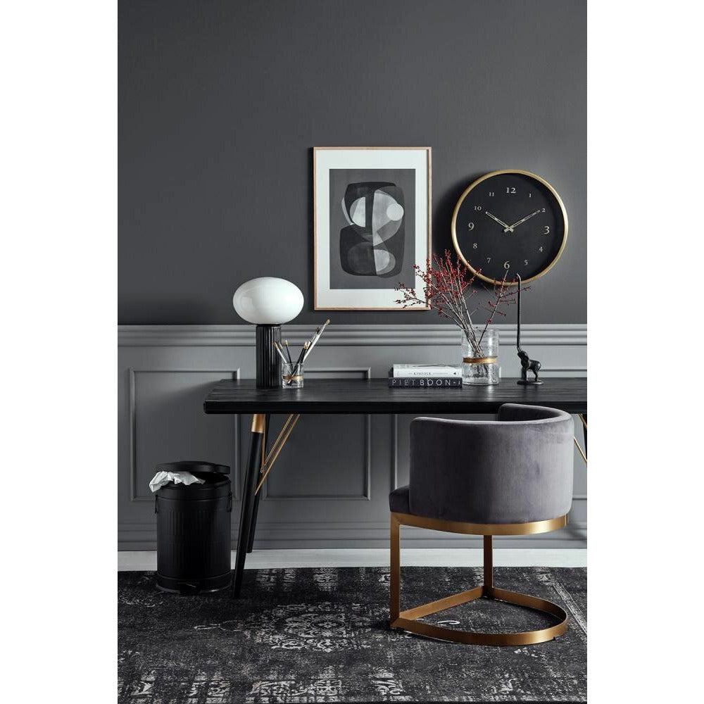 Nordal -metalli seinäkello lasilla - Ø51 cm - musta/messinki