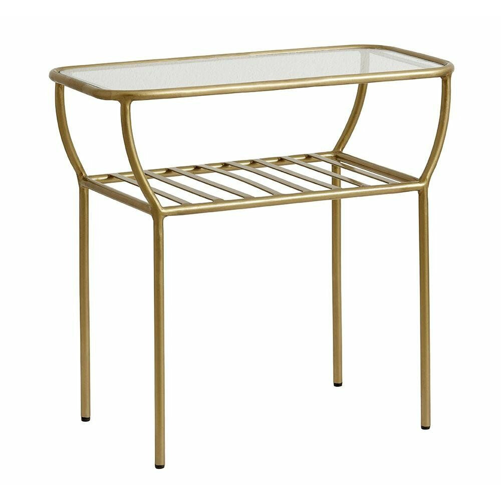 Nordal CHIC sivupöytä / yöpöytä rautaa ja lasia - 50x25 cm - kultainen