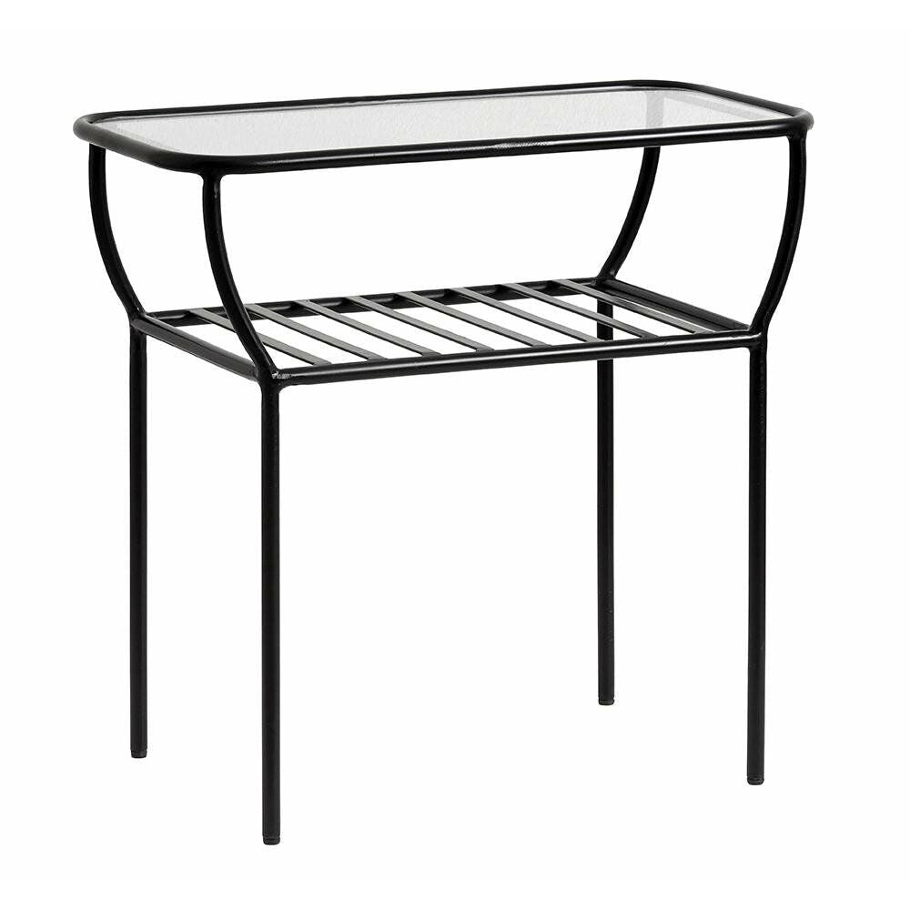 Nordal CHIC sivupöytä / yöpöytä rautaa ja lasia - 50x25 cm - musta