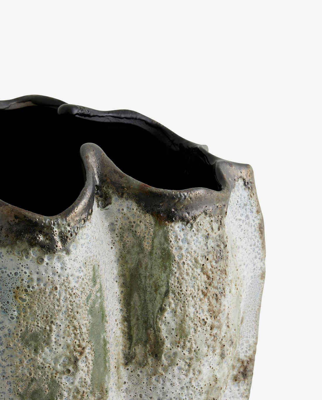 Henry -maljakko keramiikassa H35 cm - ruskea/valkoinen/vihreä