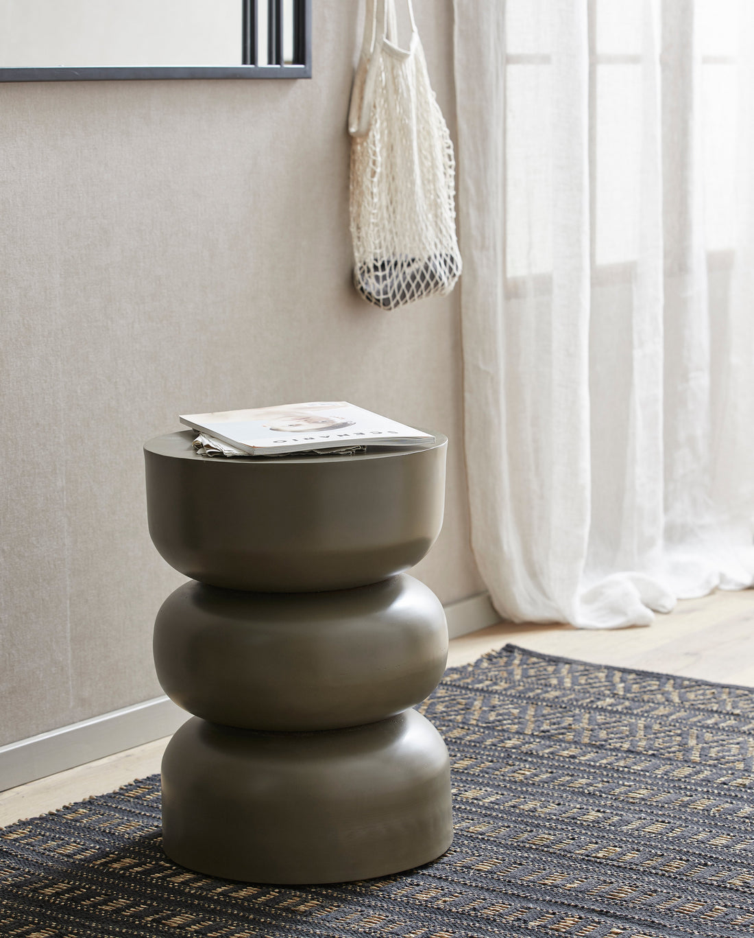 Farah -viltti puuvilla- ja meriruohossa 250x100 cm - musta/luonto