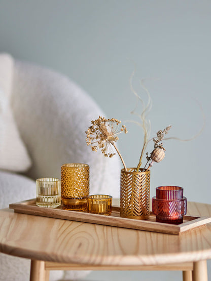 Bloomingville Sanga Bakke m/Fyrfadsstage, Brun, Glas - Bloomingville - DesignGaragen.dk