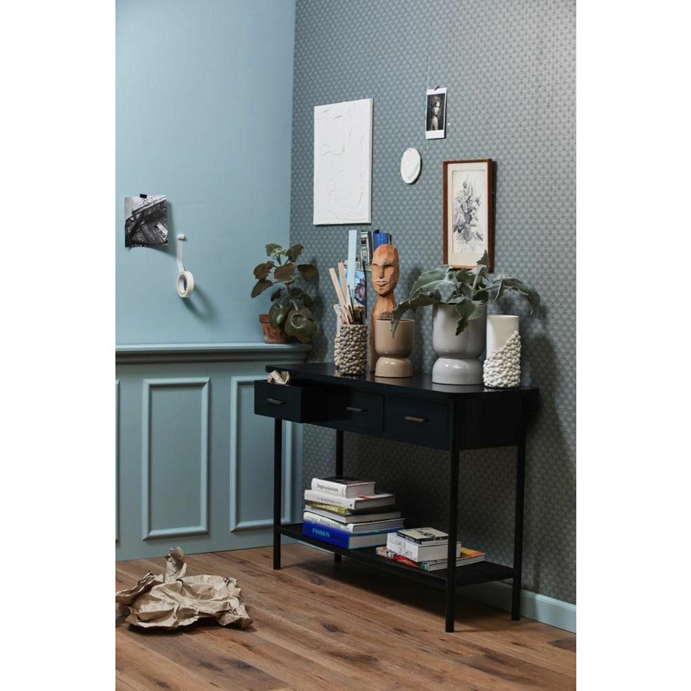 Nordal Arda -konsolipöytä puussa 3 laatikkoa - 120x40 - musta