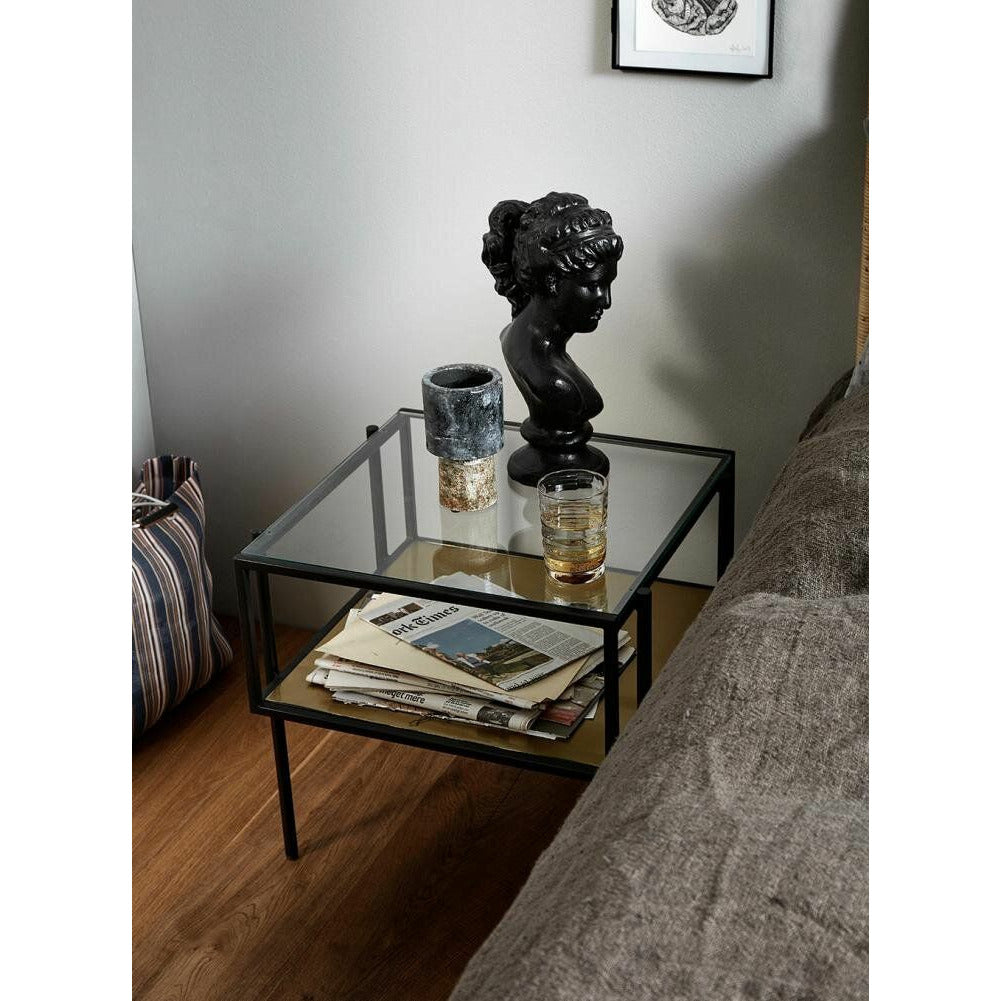 Nordal PARANA sohvapöytä kirkkaalla lasilla - 45x45 cm - musta/kultainen