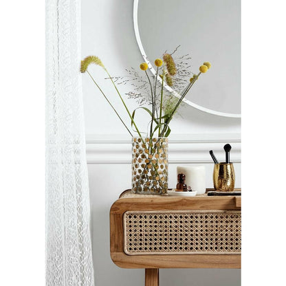 Nordal MERGE konsolbord i teaktræ med glas - 90x35 - natur - Nordal - DesignGaragen.dk