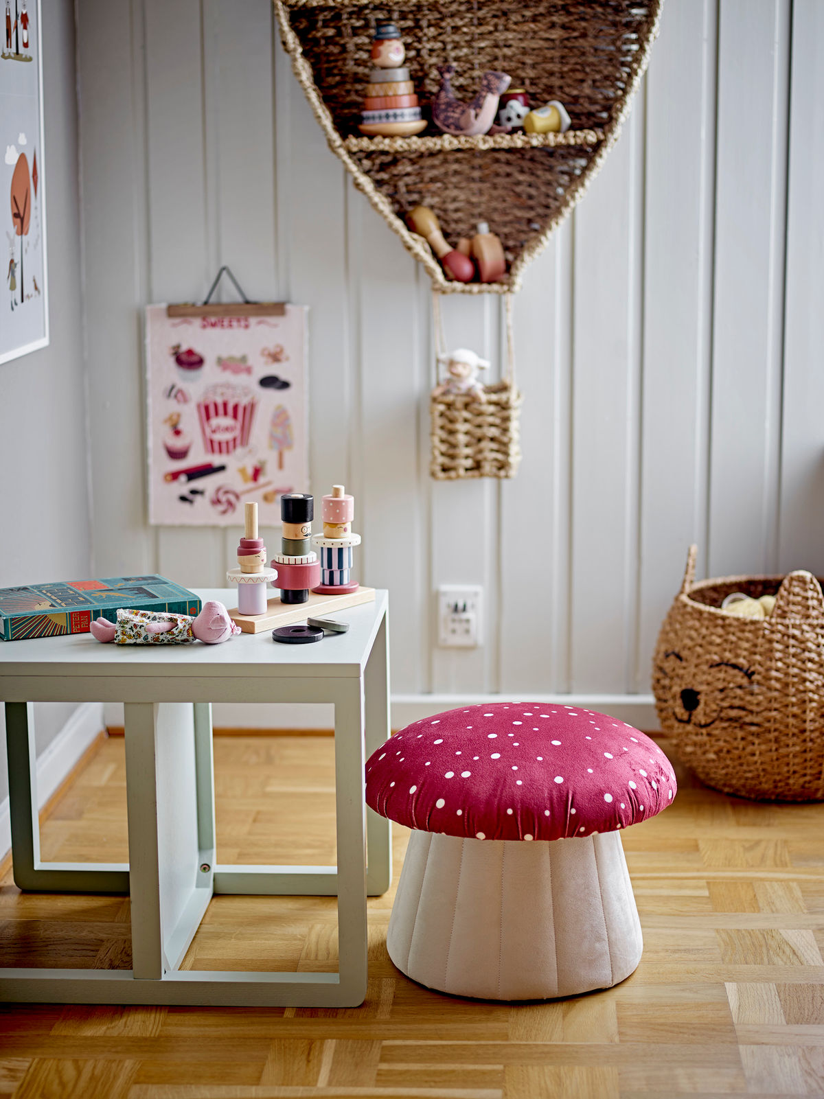Bloomingville MINI Lue Puf, Rød, Polyester - Bloomingville MINI - DesignGaragen.dk