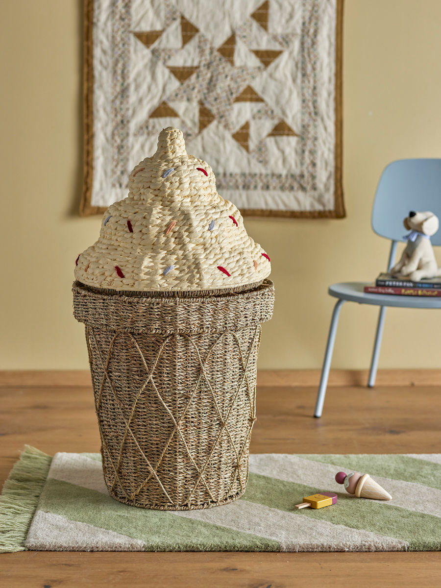 Bloomingville MINI Cillie Kurv m/Låg, Natur, Vandhyacint - Bloomingville MINI - DesignGaragen.dk