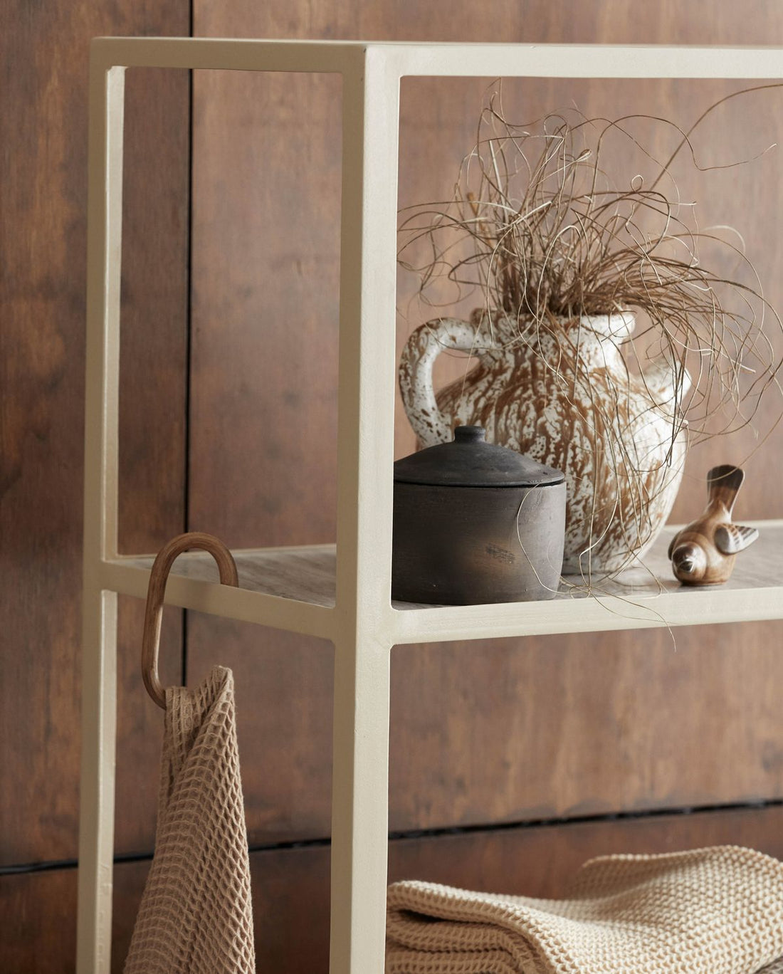 Samon maljakko, lasitettu - ruskea/valkoinen