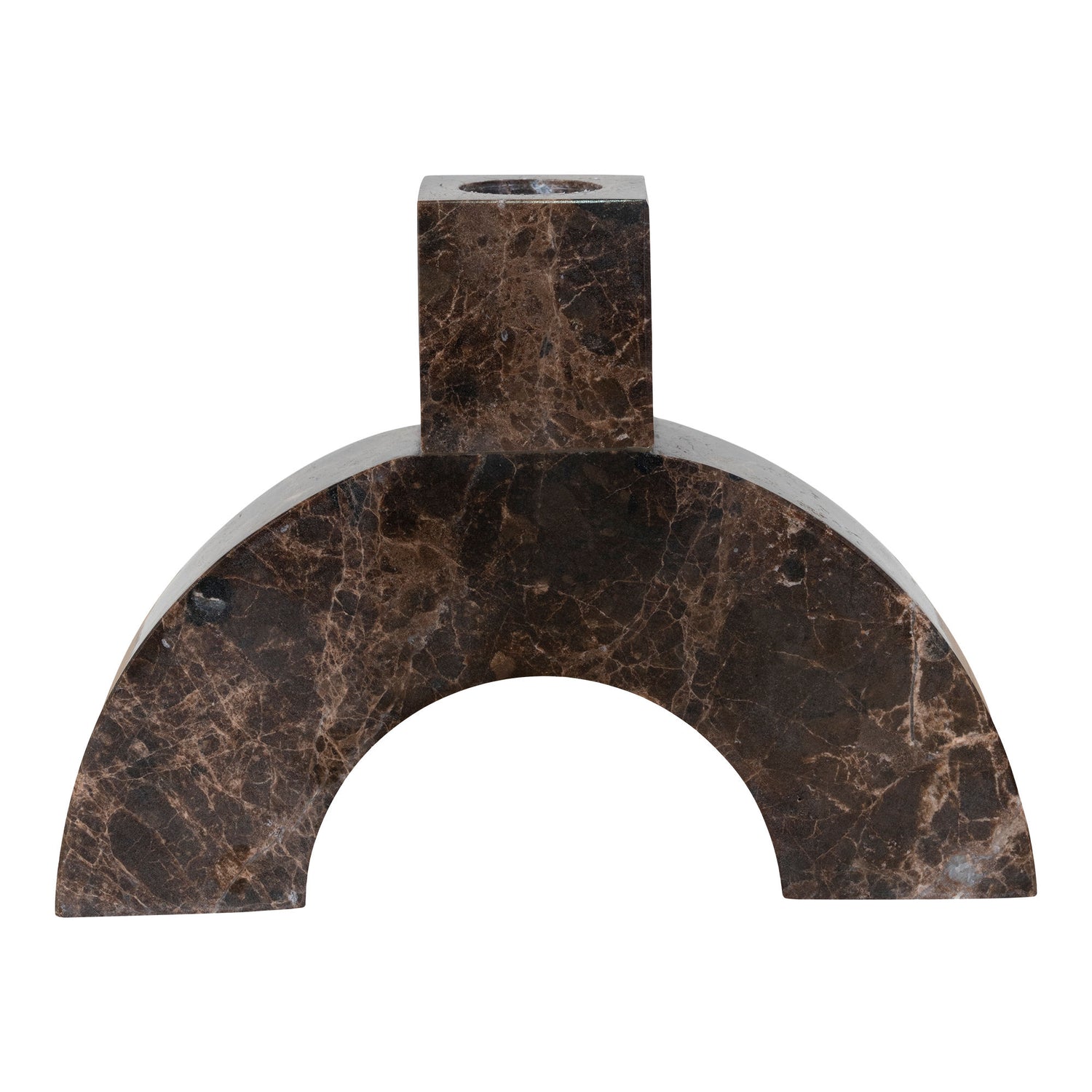 Kynttilänjalka - kynttilänjalka marmorissa, ruskea, 15x3,5x11 cm