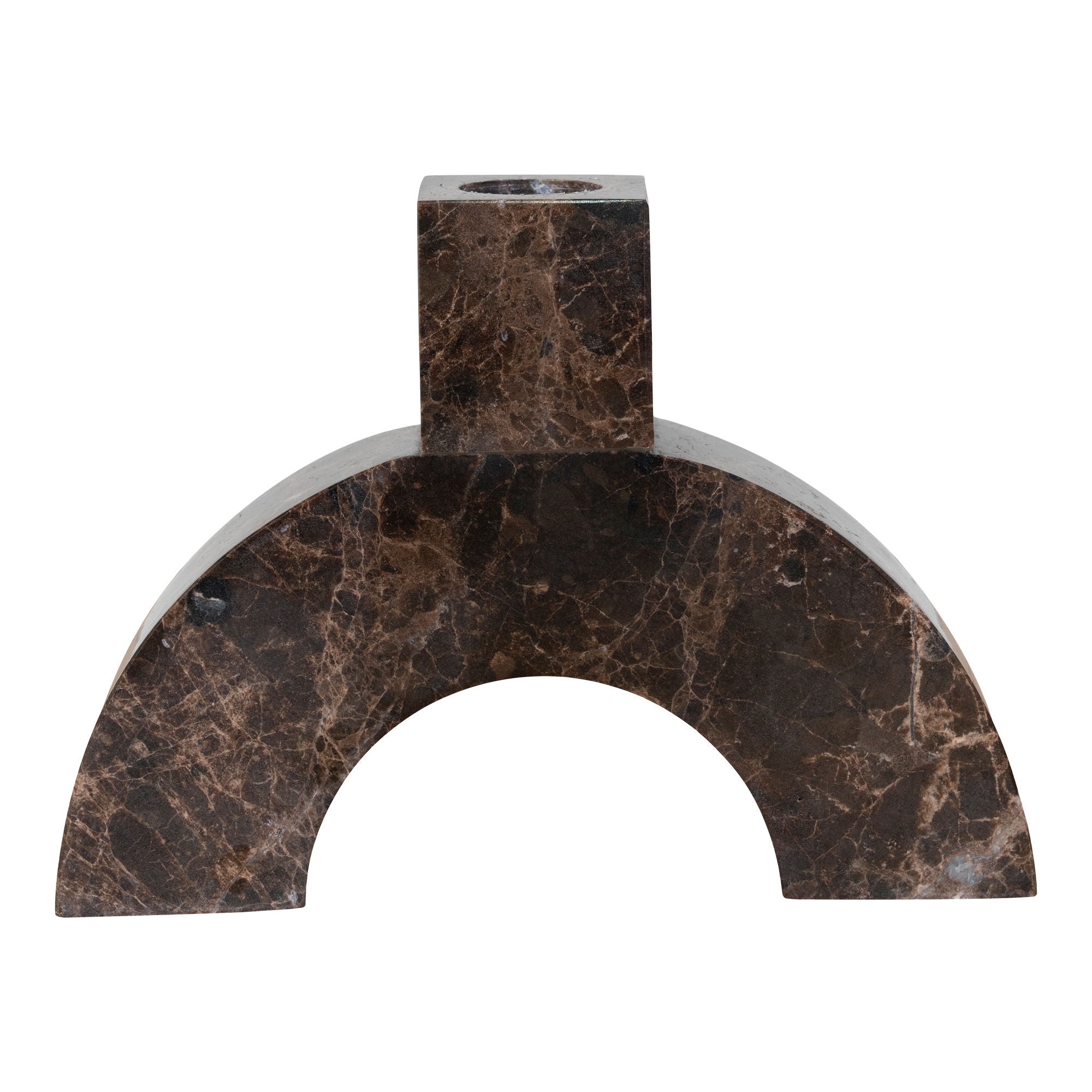 Kynttilänjalka - kynttilänjalka marmorissa, ruskea, 15x3,5x11 cm