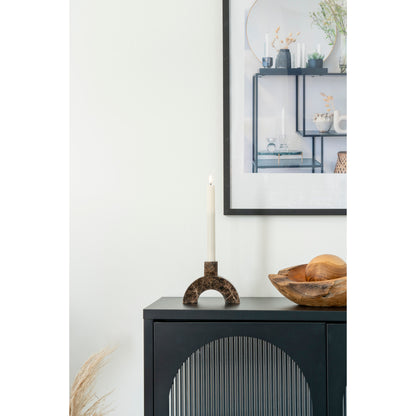 Kynttilänjalka - kynttilänjalka marmorissa, ruskea, 15x3,5x11 cm