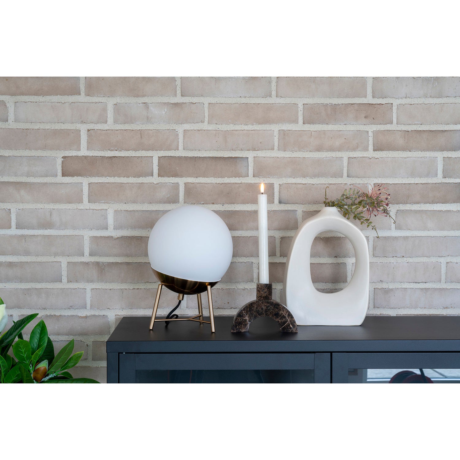 Kynttilänjalka - kynttilänjalka marmorissa, ruskea, 15x3,5x11 cm