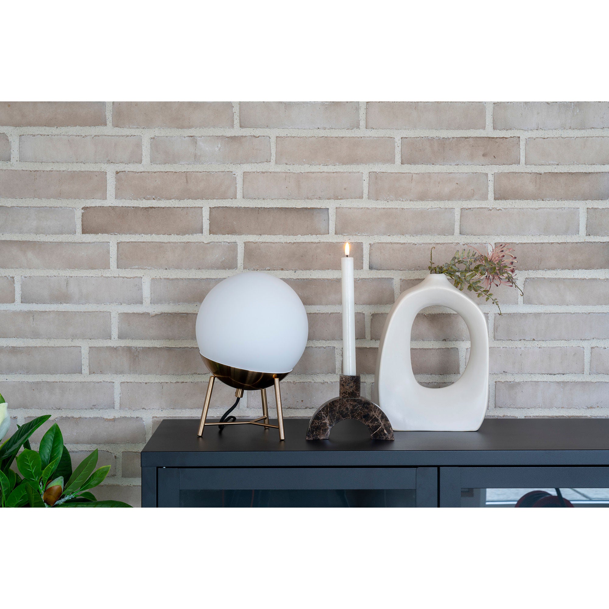 Kynttilänjalka - kynttilänjalka marmorissa, ruskea, 15x3,5x11 cm