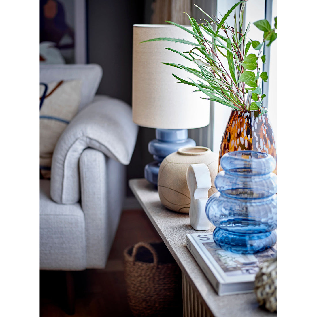 Bloomingville Fabiola Bordlampe, Blå, Glas - Bloomingville - DesignGaragen.dk