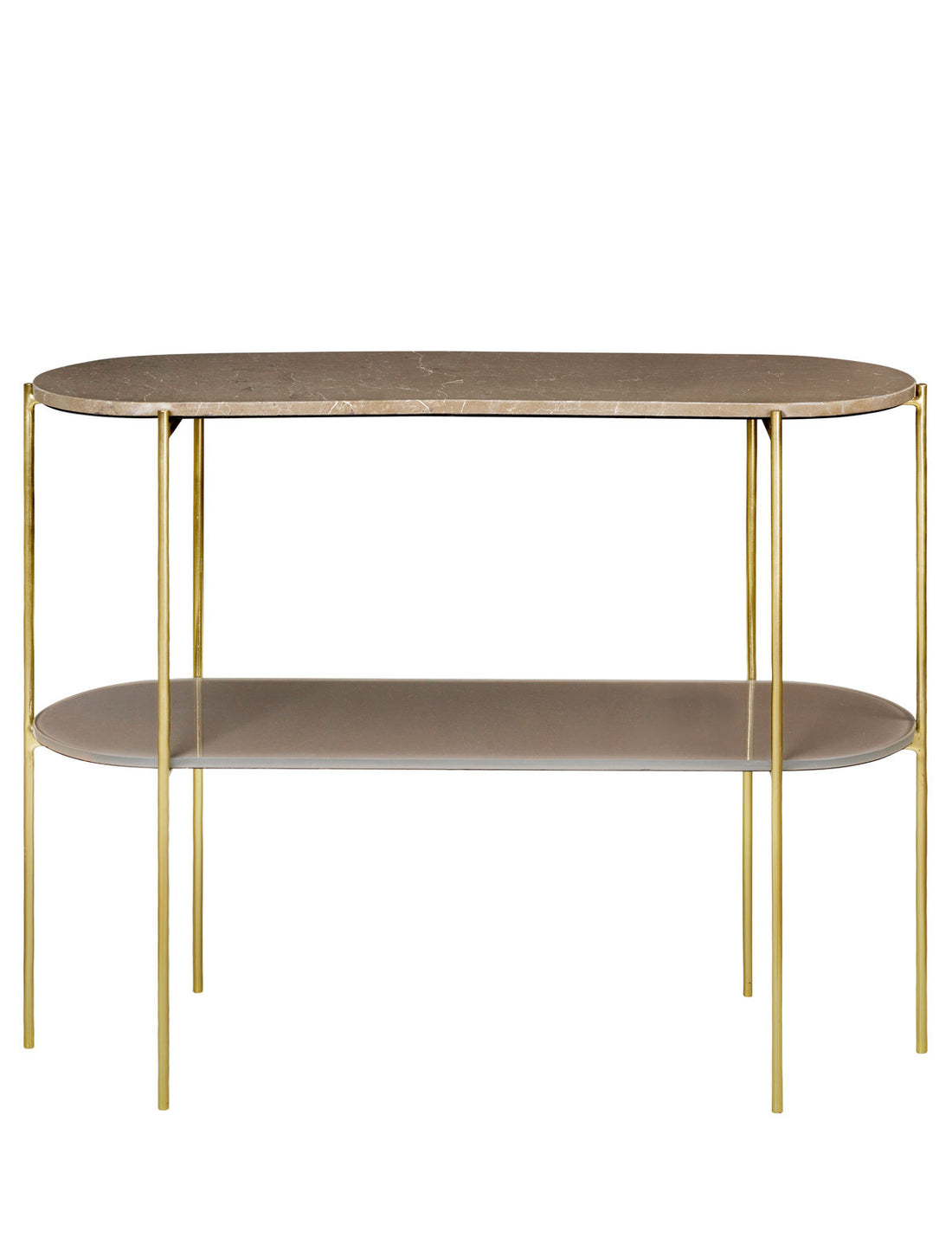 Viihtyisä elävä Laura Console Marbletable - Toffee Brown messinkipohjalla