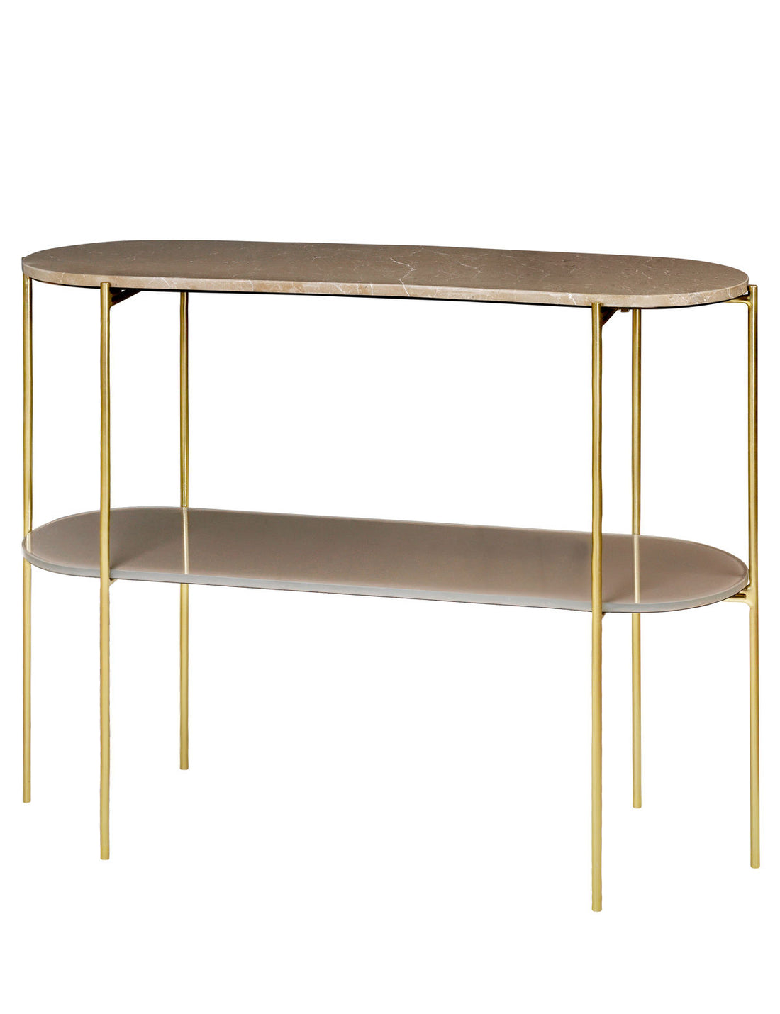 Viihtyisä elävä Laura Console Marbletable - Toffee Brown messinkipohjalla
