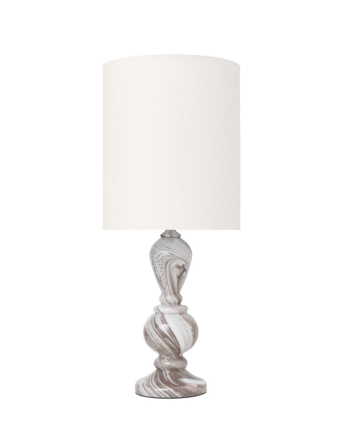 Viihtyisä Living Christine Glass Lamp - Taupe Swirl W. Gertrud Ivory -varjo