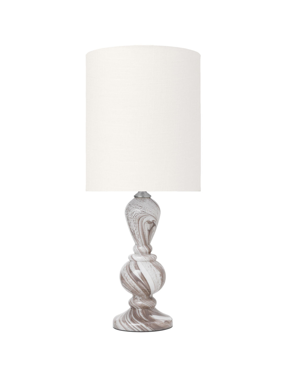 Viihtyisä Living Christine Glass Lamp - Taupe Swirl W. Gertrud Ivory -varjo