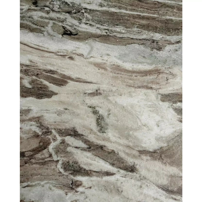 Erie pyöreä ruokapöytä puu ja marmori - Ø140 cm - raaka valkoinen, ruskea, beige