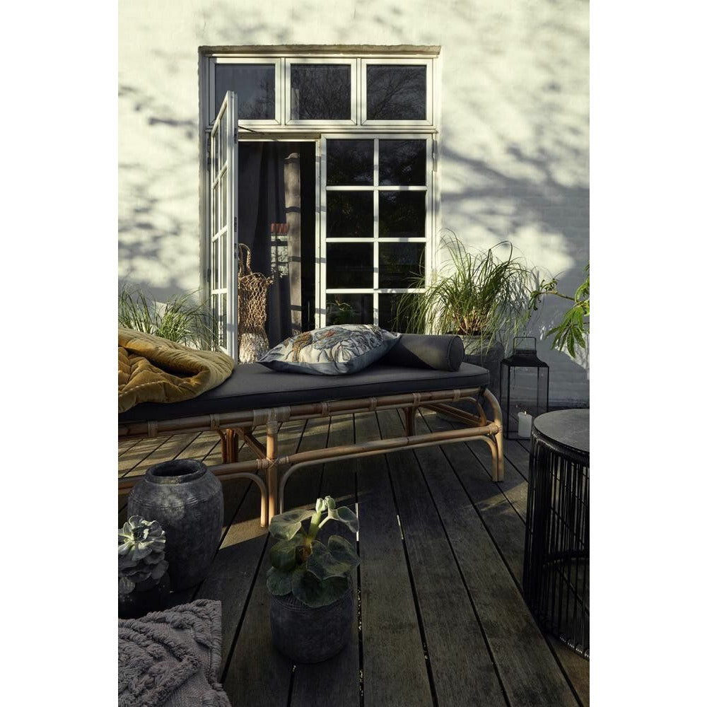 Nordal Bali -syöttö rottingissa tyynyllä - L203 cm - luonto/harmaa