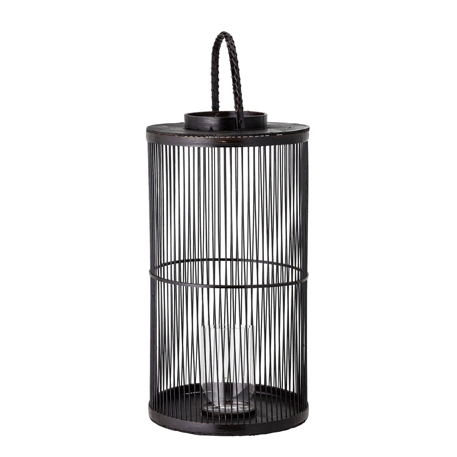 Effie Lanterne m/Glas, Sort, Bambus - D29xH50,5 cm - BLOOMINGVILLE - DesignGaragen.dk