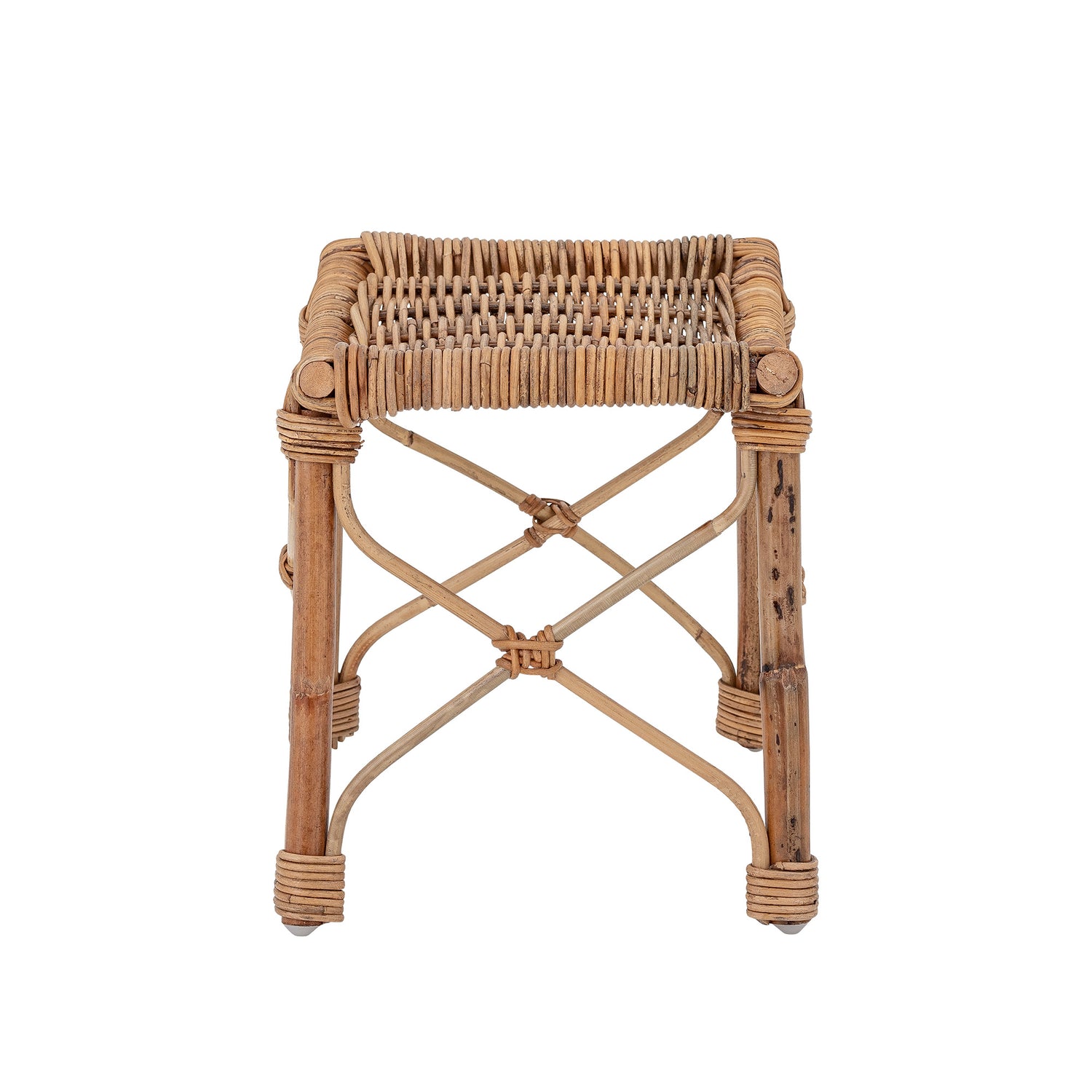 BLOOMINGVILLE MINI Alberta Fodskammel, Natur, Rattan - L36xH28,5xW25,5 cm - DesignGaragen.dk.