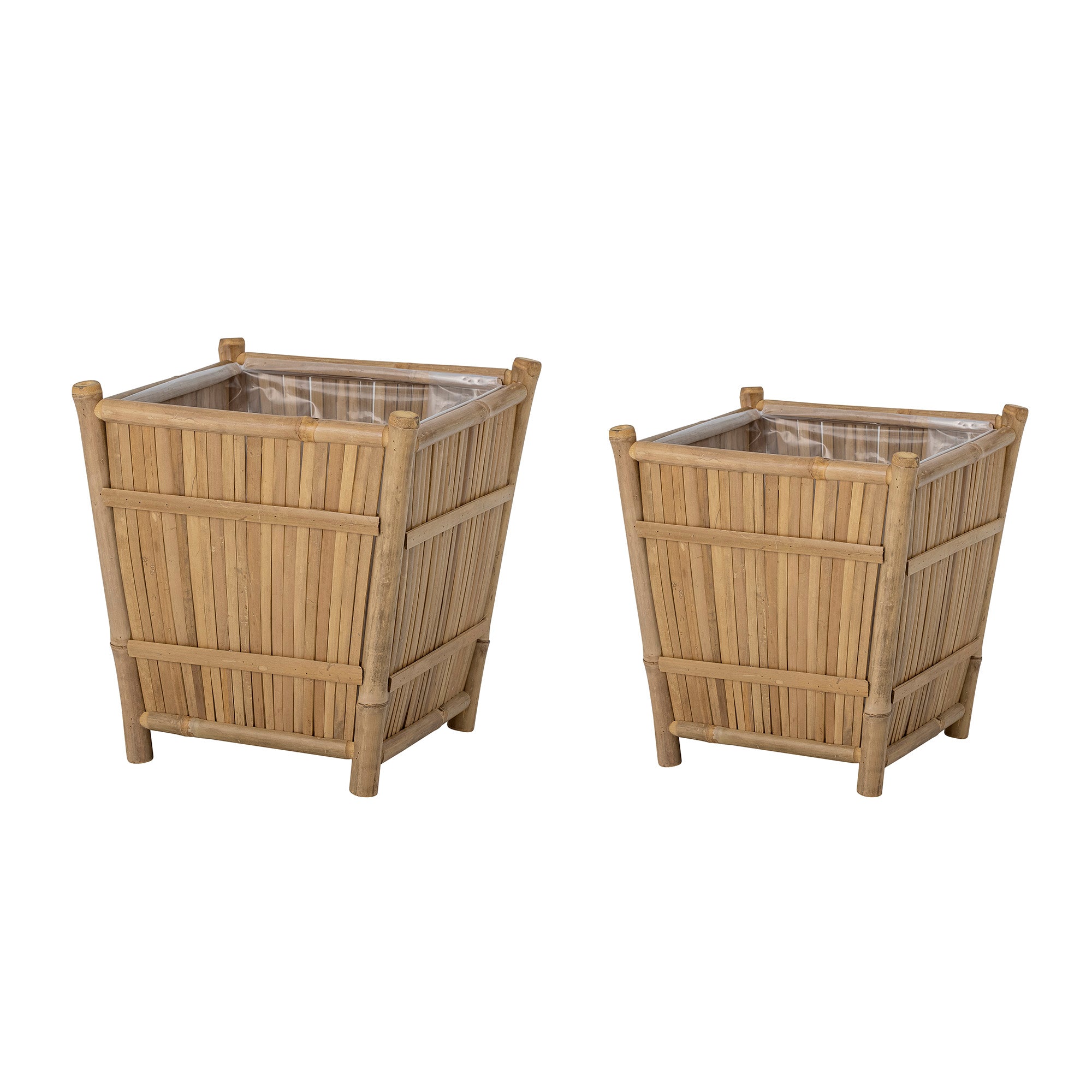 BLOOMINGVILLE Sole Urtepotteskjuler, Natur, Bambus - L51xH52xW51/L45xH48xW45 cm, Set of 2 - DesignGaragen.dk.