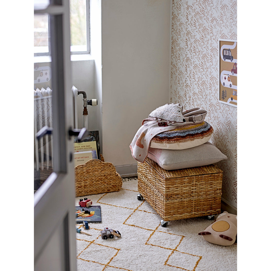 BLOOMINGVILLE MINI Gharib Pude, Grå, Bomuld OEKO-TEX® - L45xH45 cm - DesignGaragen.dk.