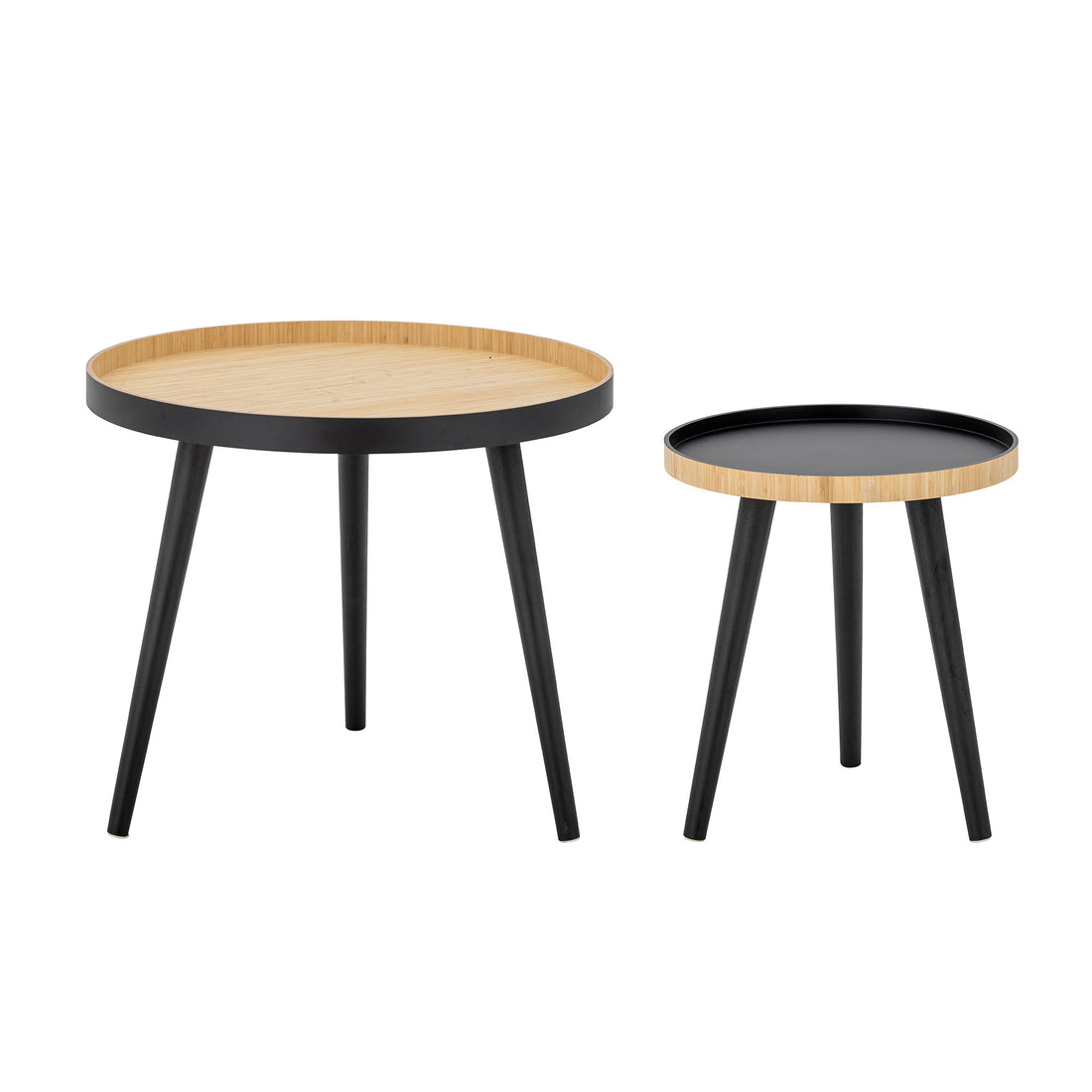 Cappuccino Sofabord, Sort, Bambus - D40xH43/D60xH50 cm, Set of 2 - BLOOMINGVILLE - DesignGaragen.dk
