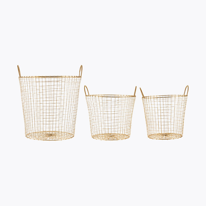 Talo-lääkärin käyrä, lanka, messinki :, H: 41 cm, Dia: 35 cm, M:, H: 42 cm, Dia: 39 cm, L:, H: 5